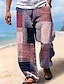 billige Bukser med påtryk til mænd-Herre Bukser Sommerbukser Strandbukser Snørelukning Elastisk Talje 3D-udskrivning Stribe Grafiske tryk Geometri Komfort Afslappet Daglig Ferie Gade Hawaiiansk Gul Blå