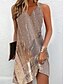 cheap Print Dresses-Women&#039;s Tank Dress Ombre Floral Button Print Split Neck Mini Dress Daily Date Sleeveless Summer Spring