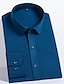 رخيصةأون قمصان رجالية-رجالي قميص رسمي أزرق فاتح أسود أبيض كم طويل لون خالص / عادي طوي كل الفصول المكتب &amp; الوظيفة حزب مكتب ملابس
