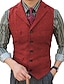 cheap Vests-Men&#039;s Tweed Casual Business Vests Lightweight Waistcoat Solid Color Tailored Fit Notch Single Breasted Five-buttons Silver Black Red 2024