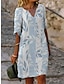cheap Print Dresses-Women&#039;s Shift Dress Floral Print Split Neck Midi Dress Daily Date Half Sleeve Summer Spring