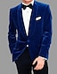 baratos Blazer e Jaqueta-Moda masculina casual veludo blazer jaqueta regular sob medida ajuste cor sólida único breasted um botão vermelho azul royal verde azul escuro 2024
