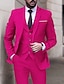 cheap Suits-Black White Ivory Men&#039;s Wedding Suits Solid Colored 3 Piece Tailored Fit Single Breasted One-button 2024