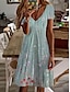 abordables Vestidos estampados-Mujer Floral Cachemir Estampado Escote en Pico Mini vestido Diario Cita Manga Corta Verano Primavera