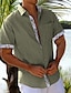billige Bomuldslinnedskjorte-Herre linned skjorte Casual skjorte Sommer skjorte Strandtrøje Hvid Blå Grøn Kortærmet Vanlig Knaphul Forår sommer Hawaiiansk Ferie Tøj Frontlomme
