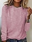 Χαμηλού Κόστους Γυναικεία T-Shirts-Γυναικεία Μπλουζάκι Ριγέ Στάμπα Καθημερινά Σαββατοκύριακο Βασικό Μακρυμάνικο Στρογγυλή Λαιμόκοψη Ανθισμένο Ροζ Φθινόπωρο &amp; Χειμώνας
