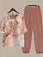 cheap Women&#039;s Two Piece Sets-Women&#039;s Shirt Pants Sets Graphic Print Holiday Weekend Daily Basic Round Neck Pink Fall &amp; Winter