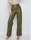 cheap Party women&#039;s Pants-Women&#039;s Leather Pants Maillard Trousers Full Length Faux Leather Pocket Micro-elastic High Waist Streetwear Simple Party Outdoor Black Army Green S M Summer Spring