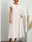 Χαμηλού Κόστους σχέδιο βαμβακερά &amp; λινά φορέματα-Γυναικεία Καθημερινό φόρεμα Βαμβακερό καλοκαιρινό φόρεμα Μίντι φόρεμα Λινό Τσέπη Βασικό Κλασσικό Καθημερινά Στρογγυλή Ψηλή Λαιμόκοψη Κοντομάνικο Καλοκαίρι Άνοιξη Πράσινο παραλλαγής Μαύρο Σκέτο