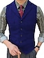 cheap Vests-Men&#039;s Tweed Casual Business Vests Lightweight Waistcoat Solid Color Tailored Fit Notch Single Breasted Five-buttons Silver Black Red 2024