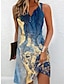 Χαμηλού Κόστους Print Φορέματα-Γυναικεία Αμάνικο φόρεμα Ombre Φλοράλ Κουμπί Στάμπα Διχασμένος λαιμός Μίνι φόρεμα Καθημερινά Ημερομηνία Αμάνικο Καλοκαίρι Άνοιξη