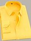 זול חולצות שמלות לגברים-בגדי ריקוד גברים שמלת שמלה חולצות טוקסידו שחור לבן צהוב שרוול ארוך צבע אחיד / רגיל צווארון חולצה כל העונות משרד קריירה לבוש יומיומי ביגוד דפוס