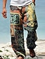 abordables Pantalons décontractés imprimés pour hommes-Homme Pantalon pantalon été Pantalon de plage Cordon Taille elastique Impression 3D Imprimés Photos Fleur Confort Casual du quotidien Vacances Vêtement de rue Hawaïen Jaune Rouge