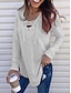 cheap Sweaters-Women&#039;s Pullover Sweater Jumper V Neck Ribbed Knit Cotton Blend Lace up Summer Fall Outdoor Daily Going out Stylish Casual Soft Long Sleeve Solid Color Maillard Black White Pink S M L