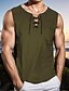billiga fritidsskjortor för män-Herr Casual skjorta Solid färg V-hals Gata Ledigt Spetsknuten Ärmlös Blast Ledigt Mode Andningsfunktion Bekväm Grön Vit Svart / Sommar