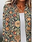 halpa Bomber takki-naisten bomber-takki vetoketjullinen rento takki syksy kukkakuvioinen baseball-takit päällysvaatteet pitkähihainen syksy kevätvihreä rento päivittäin