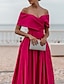 cheap Evening Dresses-A-Line Evening Gown Party Dress Celebrity Style Dress Formal Wedding Court Train Sleeveless Off Shoulder Bridesmaid Dress Satin with Ruched Slit 2024