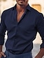 abordables Chemises habillées pour hommes-Homme Chemise Bleu Ciel Noir Blanche manche longue Plein Revers Eté Bureau et carrière Fête de Mariage Vêtement Tenue