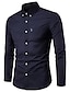 cheap Shirts-Men&#039;s Dress Shirt Regular Fit Long Sleeve Turndown Solid Color Cotton Blend Sea Blue Black White 2024