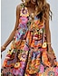 cheap Print Dresses-Women&#039;s Tank Dress Floral Paisley Ruffle Print V Neck Maxi long Dress Daily Vacation Sleeveless Summer Spring