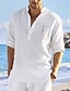 ieftine Cămăși Bumbac-Bărbați cămașă de in Cămașă Cămașă de vară Cămașă de plajă Negru Alb Trifoi Manșon Lung Simplu Guler Primavara vara Zilnic Hawaiian Îmbrăcăminte
