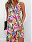 cheap Print Dresses-Women&#039;s Tank Dress Floral Print Button Print Split Neck Mini Dress Daily Date Sleeveless Summer Spring