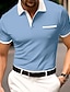 baratos polo clássico-Homens Polos de botões Camiseta Polo Casual Feriado Lapela Manga Curta Moda Básico Tecido Clássico Verão Normal Azul marinho Preto Branco Vinho Azul Céu Cinzento Polos de botões