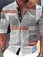 cheap Men&#039;s Printed Shirts-Men&#039;s Shirt Linen Shirt Color Block Graphic Prints Geometry Stand Collar Pink Blue Purple Green Gray Outdoor Street Long Sleeve Print Clothing Apparel Linen Fashion Streetwear Designer Casual
