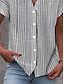 billige Bluser og skjorter til kvinner-Dame Skjorte Bluse Stripet Avslappet Knapp Trykt mønster Rød Kortermet Grunnleggende V-hals