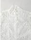baratos conjuntos de vestidos de design-Mulheres Conjunto de vestido de duas peças Vestido branco Vestido de festa Vestido de noiva de renda branca Festa Convidado do casamento Moda Festa Bordado com manga Minivestido Colarinho Chinês