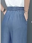 abordables pantalon en lin et coton pour femme-Femme Jeans Polyester Plein Bleu œuf de mer Noir Vêtement de rue Taille haute Toute la longueur Extérieur Vacances Eté Printemps