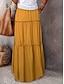 cheap Plain Skirts-Women&#039;s Loose Skirt Maxi High Waist Skirts Ruched Ruffle Drawstring Solid Colored Street Daily Summer Polyester Cotton And Linen Fashion Casual Violet Black Yellow Red