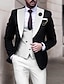 levne Obleky-bílé khaki světle šedé pánské svatební obleky na ples 3dílné větší velikosti patchwork na míru, jednořadé, dvouknoflíčky 2024