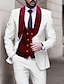 olcso Öltönyök-piros királykék lila férfi báli öltöny esküvői báli paisley öltöny 3 darab molett patchwork szabott szabás egymellű egygombos 2024