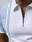 cheap Zip Polo Shirt-Men&#039;s Golf Shirt Polo Casual Daily Quarter Zip Short Sleeve Sports Fashion Color Block Striped Zipper Quarter Zip Summer Spring Regular Fit Black Navy Blue Apricot Gray Golf Shirt