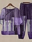 preiswerte Zweiteilige Anzüge für Damen-Damen Hemd Hosen-Sets Graphic Bedruckt Festtage Wochenende Täglich Basic Rundhalsausschnitt Rosa Herbst Winter