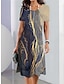 Χαμηλού Κόστους Print Φορέματα-Γυναικεία Ombre Φλοράλ Τσέπη Στάμπα Στρογγυλή Ψηλή Λαιμόκοψη Μίντι φόρεμα Καθημερινά Ημερομηνία Κοντομάνικο Καλοκαίρι Άνοιξη