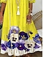 olcso Mintás ruhák-Női Swing ruha nyári ruha Virágos Nyomtatott V-alakú Maxi hosszú ruha Divat Elegáns Szabadtéri Napi Féhosszú Laza öltözet Sárga Nyár Tavasz S M L XL XXL