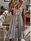 preiswerte Bedruckte Kleider-Damen Blumen Paisley-Muster Bedruckt V Ausschnitt Minikleid Täglich Verabredung Kurzarm Sommer Frühling