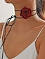 billiga Halsband och hängen-1 st satin choker halsband för kvinnors bröllop julfest kväll läder blommig blomma