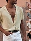 billiga cardigan tröja för män-skjorta med lägerkrage för män, skjorta med kubansk krage, grå kortärmad turndown-kläder