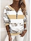cheap Women&#039;s Hoodies &amp; Sweatshirts-Women&#039;s Blouse Striped Color Block Daily Blouse Shirt Long Sleeve Print V Neck Loose Blue Pink Yellow S