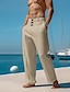 cheap Linen Pants-Men&#039;s Linen Pants Trousers Summer Pants Beach Pants Front Pocket Straight Leg Plain Comfort Breathable Casual Daily Holiday Fashion Basic Black White
