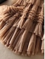 cheap Plain Skirts-Women&#039;s Loose Skirt Midi High Waist Skirts Pleated Ruffle Tulle Solid Colored Street Daily Summer Polyester Fashion Casual Black White Almond Pink