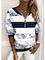 cheap Women&#039;s Hoodies &amp; Sweatshirts-Women&#039;s Blouse Striped Color Block Daily Blouse Shirt Long Sleeve Print V Neck Loose Blue Pink Yellow S