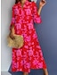 cheap Print Dresses-Women&#039;s Floral Print Crew Neck Maxi long Dress Daily Vacation Long Sleeve Summer Spring