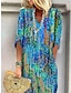 Χαμηλού Κόστους Print Φορέματα-Γυναικεία Φόρεμα ριχτό Συνδυασμός Χρωμάτων Στάμπα Στάμπα Διχασμένος λαιμός Μίντι φόρεμα Καθημερινά Ημερομηνία Μισό μανίκι Καλοκαίρι Άνοιξη