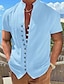 Χαμηλού Κόστους Βαμβακερό Λινό Πουκάμισο-Ανδρικά λινό πουκάμισο Καλοκαιρινό πουκάμισο Πουκάμισο παραλίας Μαύρο Λευκό Ανθισμένο Ροζ Κοντομάνικο Σκέτο Όρθιος Γιακάς Ανοιξη καλοκαίρι Χαβανέζα Αργίες Ρούχα Βασικό