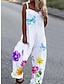 cheap Women&#039;s Overalls-White Jumpsuits for Women Casual Trug Life Print Animal Crew Neck Streetwear Daily Wide Leg Loose Fit Sleeveless Blue Purple Pink S M L Spring Fall Summer