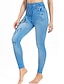 ieftine Leggings-Pentru femei Zvelt Pantaloni Poliester Buzunar Imprimeu Cut înalt Talie Înaltă Lungime totală Albastru Intens Vară